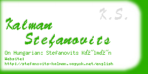 kalman stefanovits business card